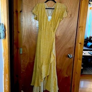 Marigold yellow wrap dress
